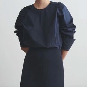 Thakoon Cotton Poplin Navy Blue Blouse - Medium